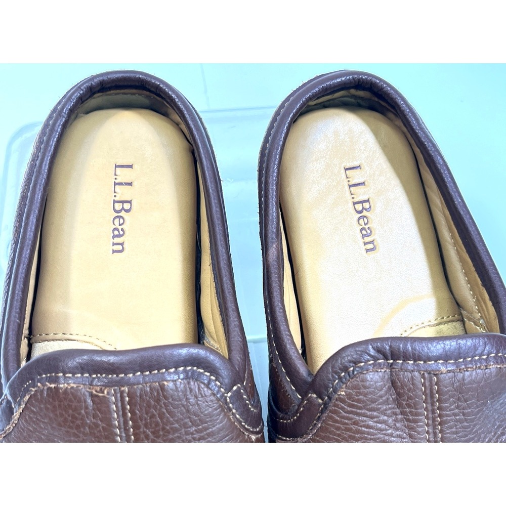 LL BEAN Mens Elkhide Leather Scuff Mule Slippers Indoor Outdoor Padded Size 9M - Picture 4 of 16